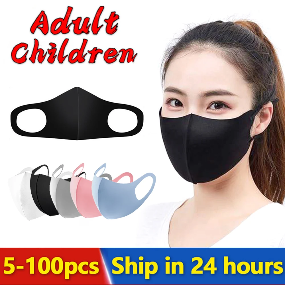 Mund Gesicht Maske Eis Seide Schwarz Masken Erwachsene Kinder Waschbar Reusable Tuch Maske Mascarillas Kinder Mund Kappen Weiß Rosa Blau