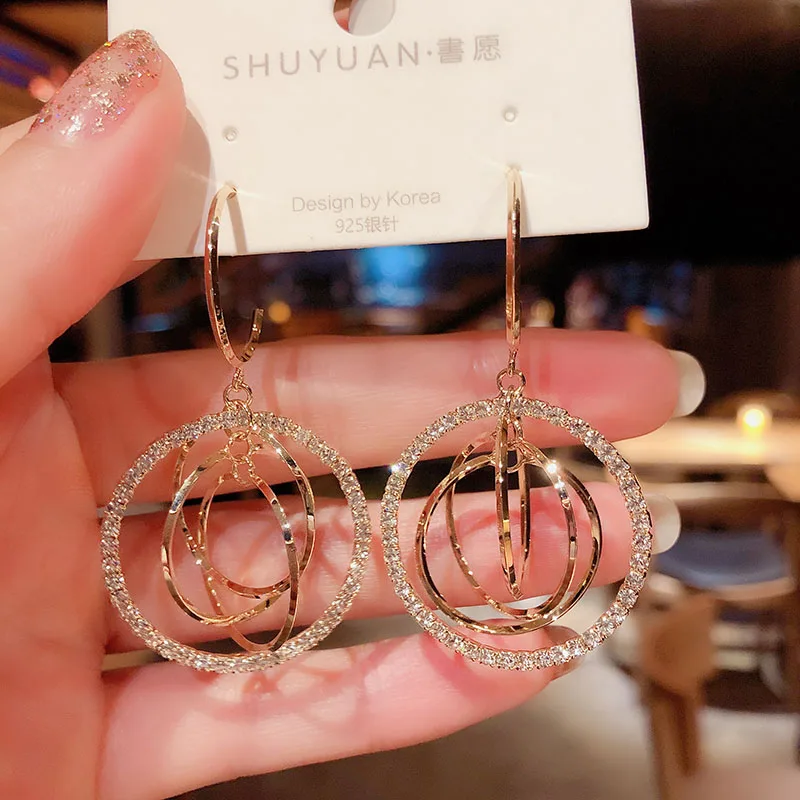 Women's Geometric Drop Earrings 2021 New Round Pendant Earrings Party Jewelry Gift Golden Fashion Trend Fashion Stud Earrings image 5
