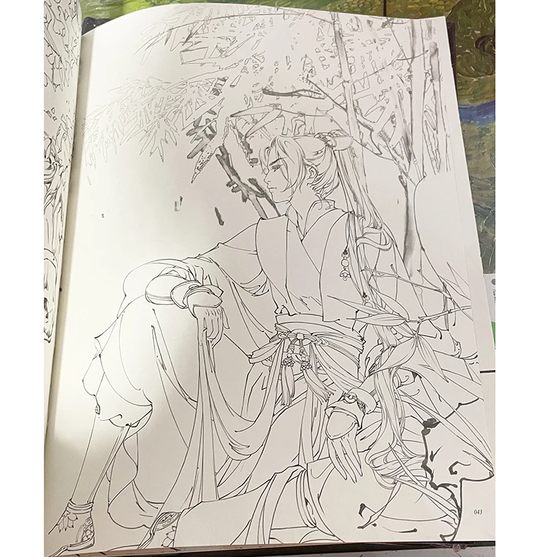 Coloring Line Drawings Collection A4 Size Ancient Style Coloring Book for Adults/Girls/Teen/Children with Examples