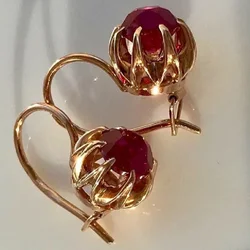 Simple Women Gold Color Dangle Earrings Red Red Exquisite Diameter Earrings for Princess Party Wedding Engagement Christmas