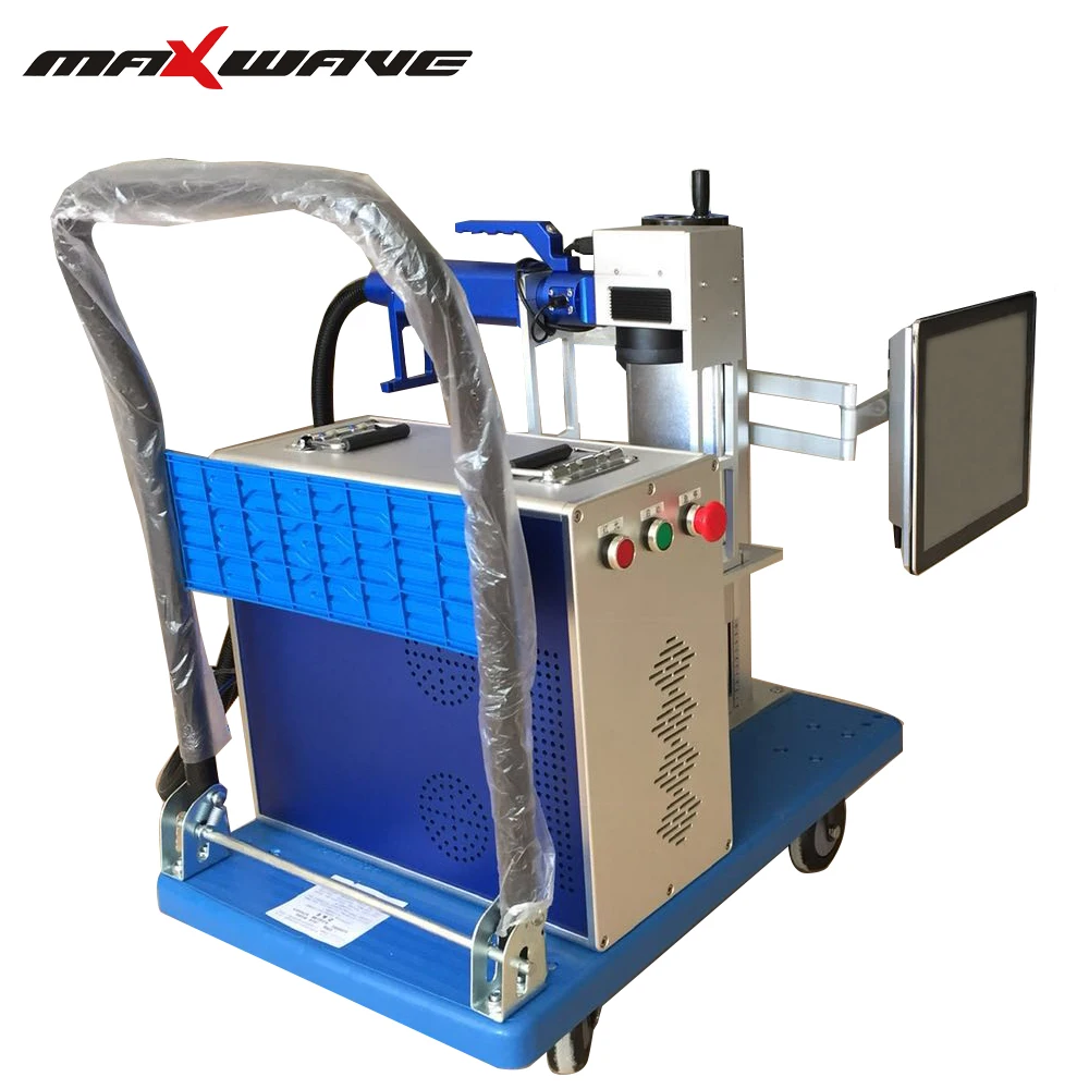 New Design handcart handheld 20W 30W 50W Raycus fiber laser marking machine from Maxwave Laser