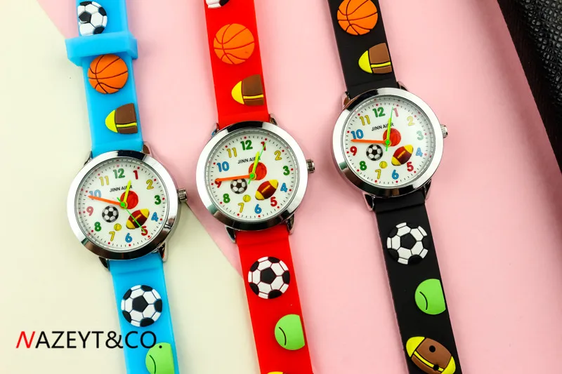 Montre 3D à quartz pour enfants, montre-bracelet en silicone, haute qualité, petits garçons et filles, sports de plein air, cadran de football, design de dessin animé, cadeau