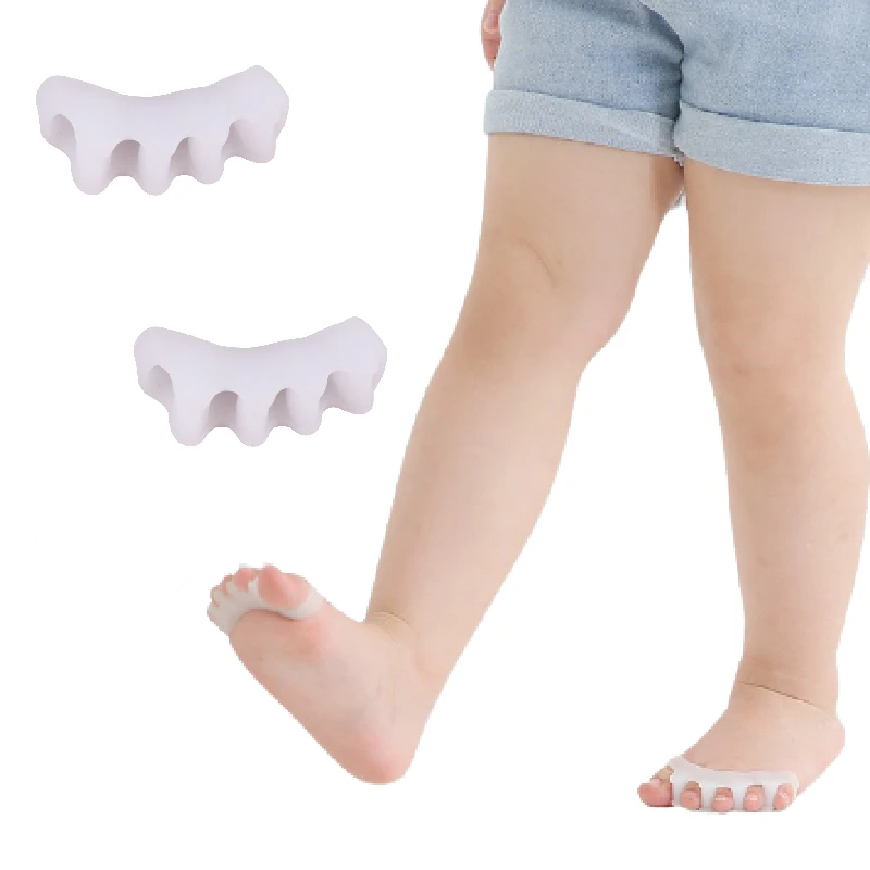 2pcs=1pair Five Color Soft Gel Children Toe Separator Wearable Shoes Valgus Bunion Corrector Foot Orthotics Adjuster Care Tools