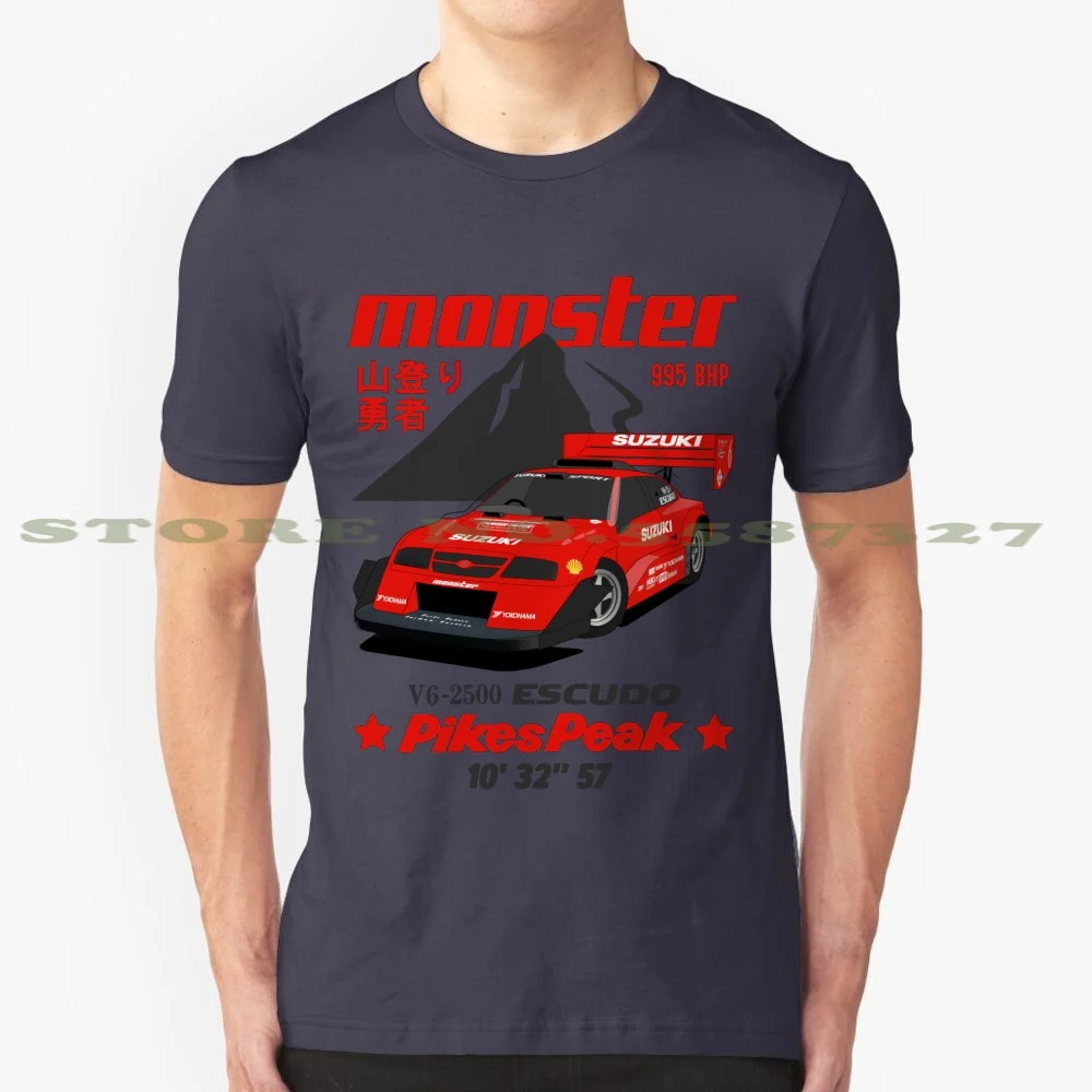 Escudo Monster 100% Pure Cotton T-Shirt Monster Tajima Escudo Vitara Pikes Hillclimb Racing Logo Unlimited Rally Vintage