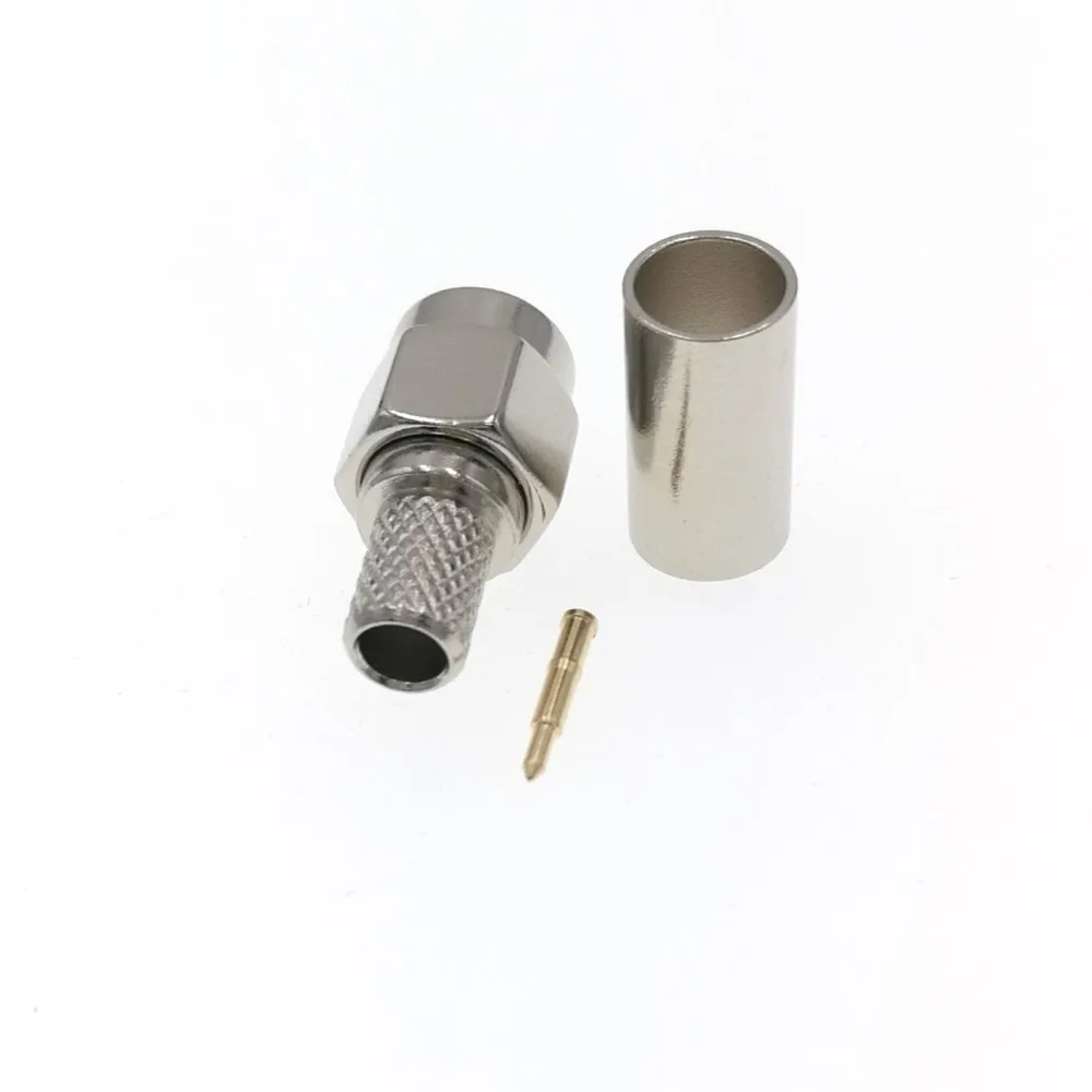 100x SMA Male Plug Crimp RG58 RG142 LMR195 RG400 Cable Straight RF Connector Nickel Plated