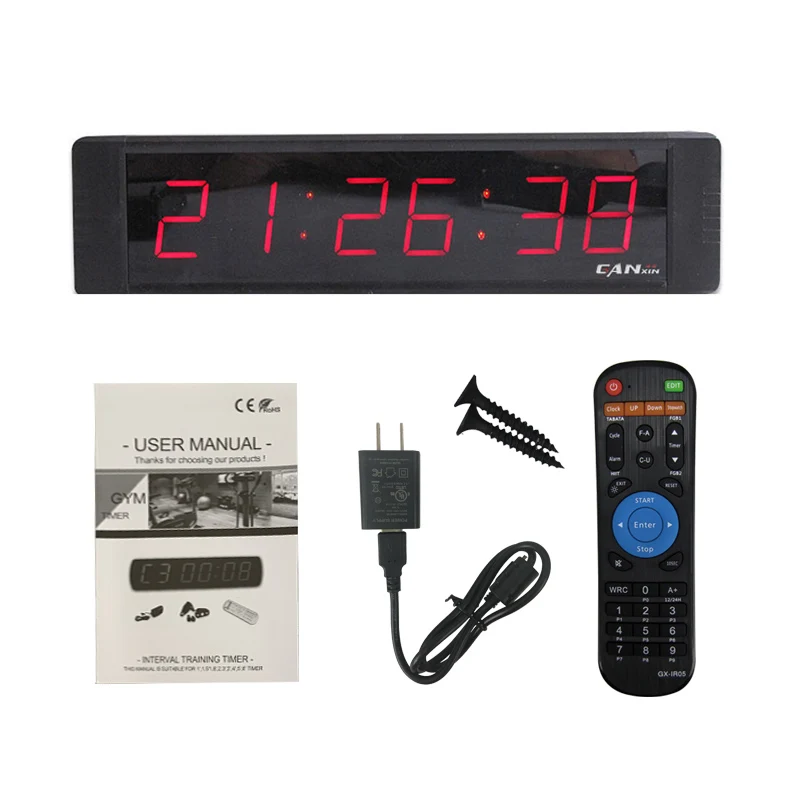 [Ganxin]1Inch 6 Digits Talking Alarm Clock Wall Clock Modern Design Led Electronic Timing Equipment