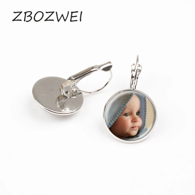 ZBOZWEI Custom PersonalizedsPhoto Baby Mum of the Child Grandpa Parent Loving Gift for a Member of the Gift Family glass earring