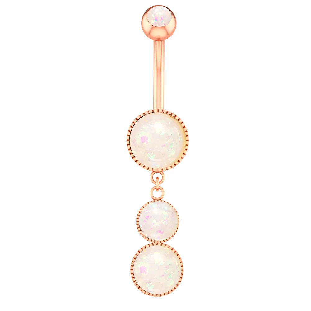 Flower Butterfly Dangled Belly Button Rings, Stainless Steel
