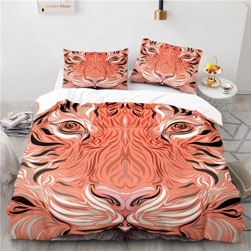 Hot Sale Flame Tiger Duvet Cover Set with Pillowcase 2/3pcs Bedclothes Animals Art Pattern 3d Bedding Set Twin Queen King Size