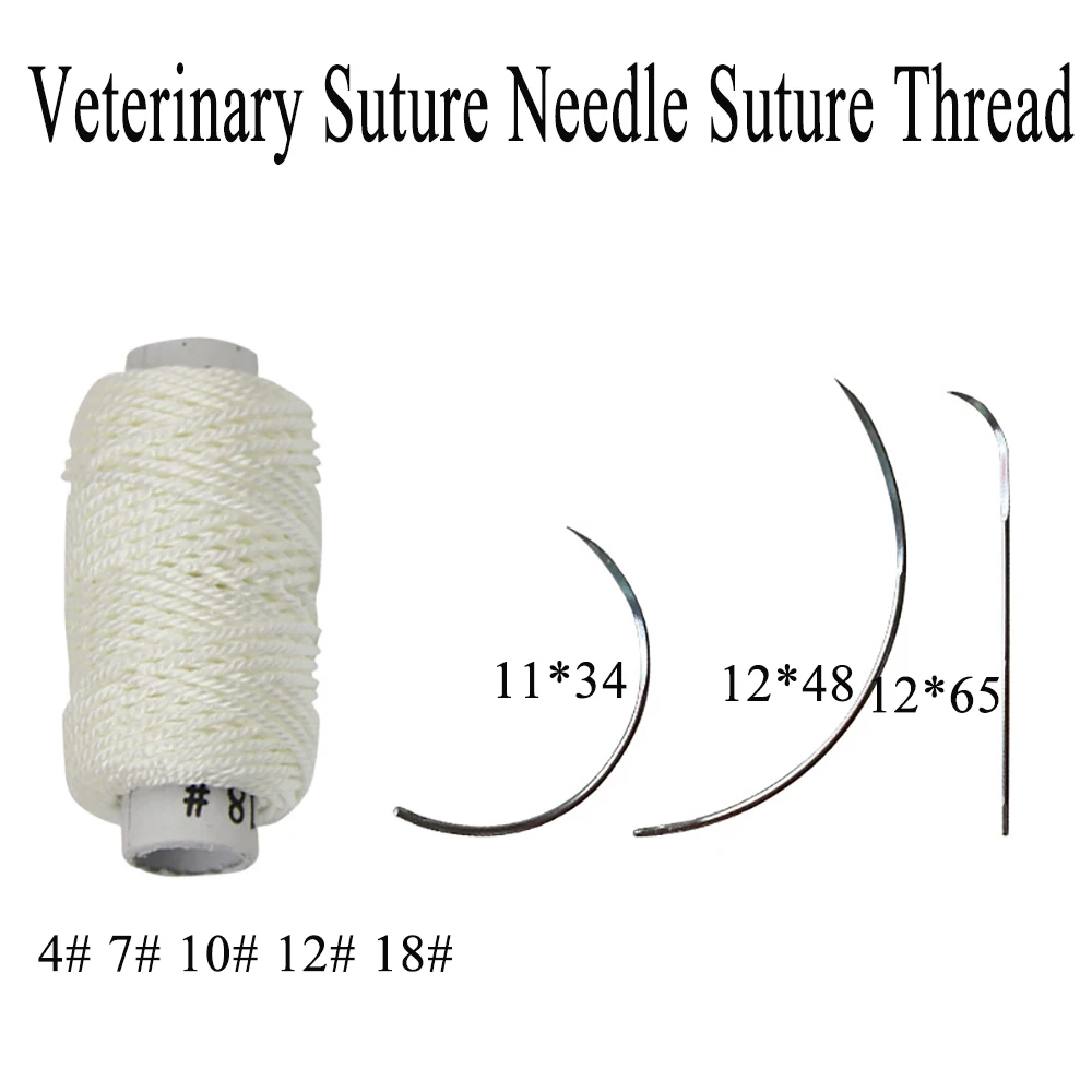 Veterinary Suture Needle And Thread Stainless Steel Pin Nonabsorbable For Pig Dog Sheep Goat Cow Farming Animal Tools Supplies