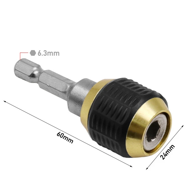 60mm Hex Handle Quick Coupling 6.35mm Change Joint Electric Hand Drill Three Claw Turn 1/4 Inner Hex Self-locking Connecting Rod