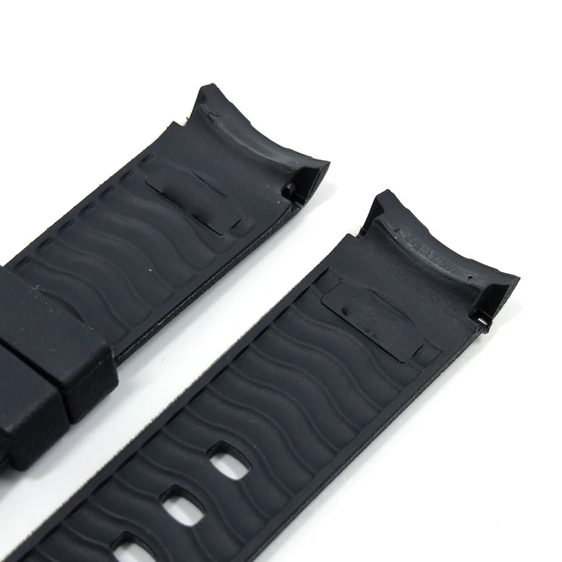 20mm Curved End Rubber Watch Strap for Omega Seamaster 300m Waterproof Diver Commander 007 Black Blue Watchbands Belt Bracelets