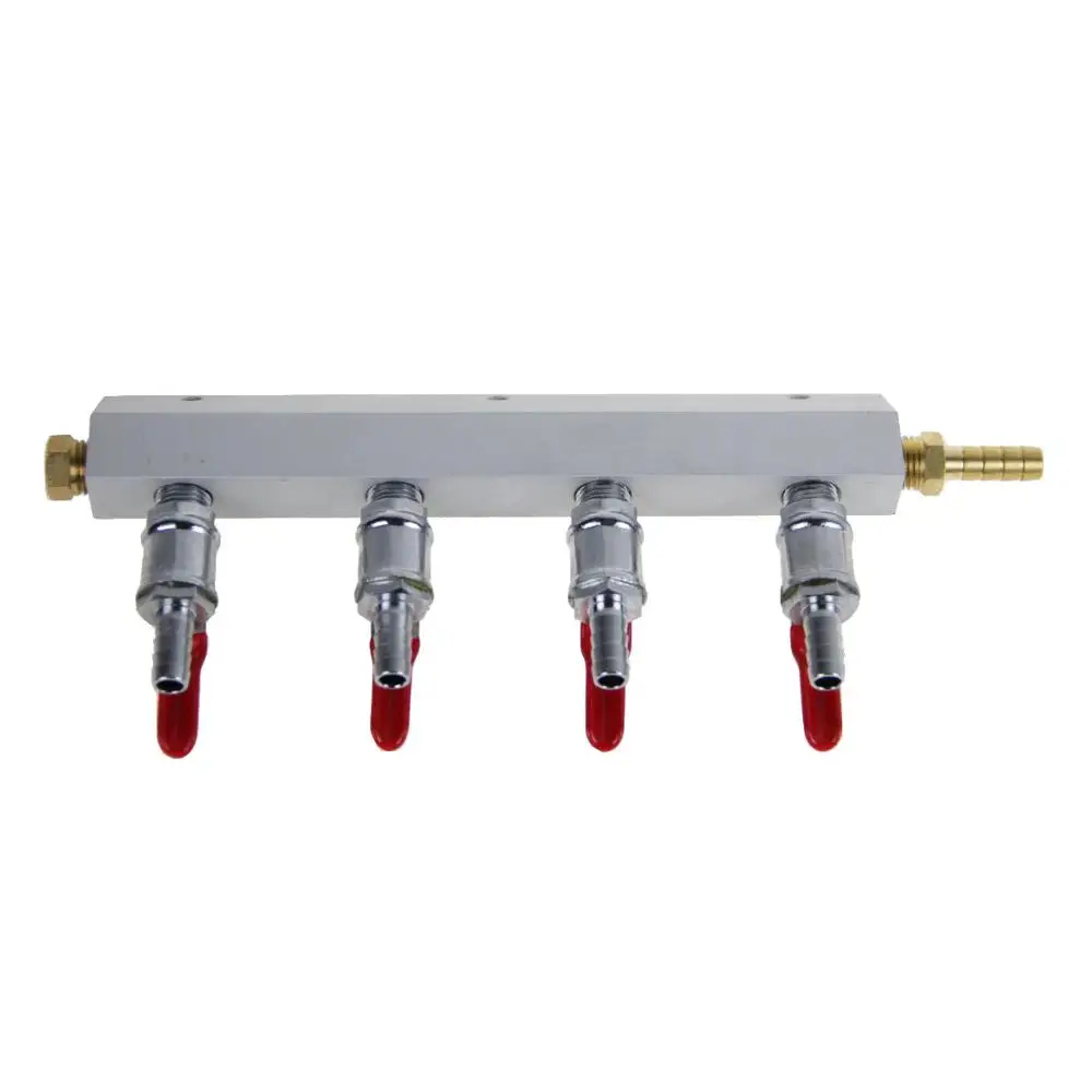 KegLand Gas Line Splitter 4 Output / 4 Way Manifold with Check Valve (5/16Inch, 8mm Barb) US Standard