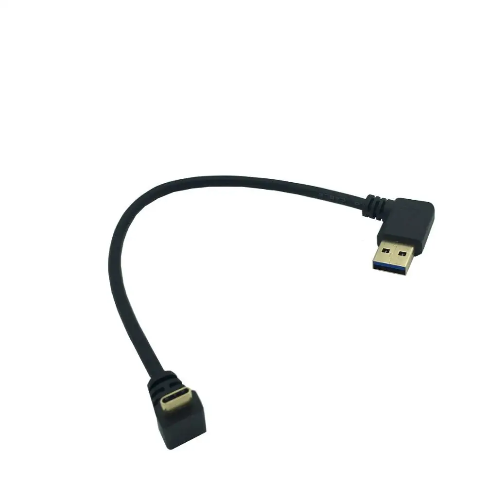 Gold Plated 90 degree Left Angle USB 3.0 (Type-A) Male to USB3.1 (Type-C)Male  Up/Down Angle USB Data Sync