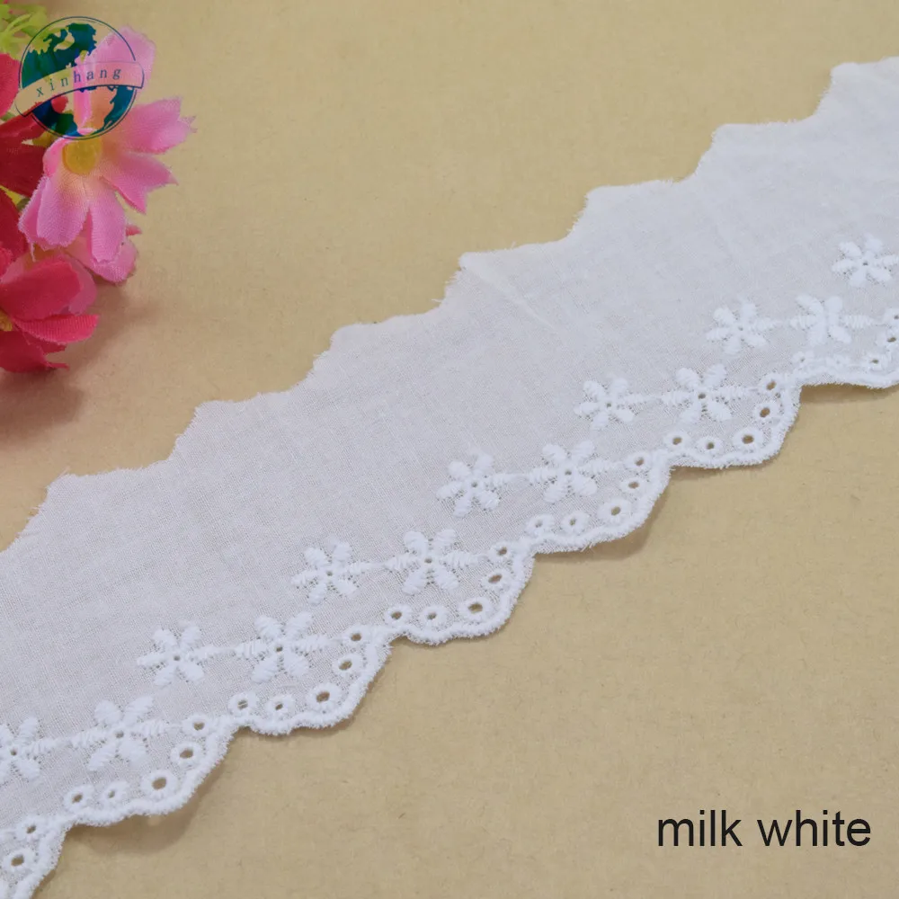 Pure Cotton Embroidery White Lace Sewing Ribbon Trim Wedding Decoration DIY Dolls Colthes Dress Accessories#4212