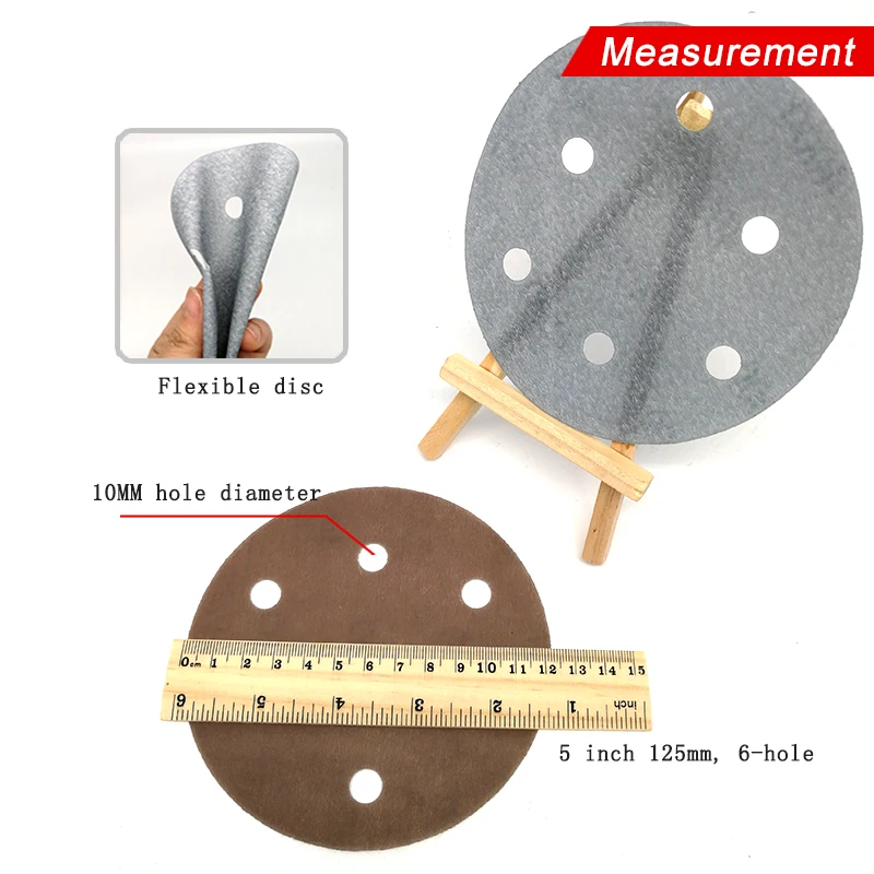 10 pc 5 Polegada 125mm 6 furos fv superfino molhado/seco gancho & loop filme corpo automático lixa discos pintura lixa abrasiva 600-5000 grão