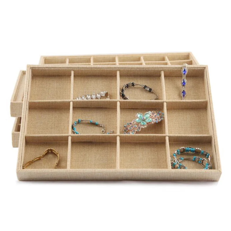 Jewelery Organizer Gift Packaging Jewerly Display Tray Wrapped Linen Jewelry Storage Box Jewellery Stand Various Model In Stock