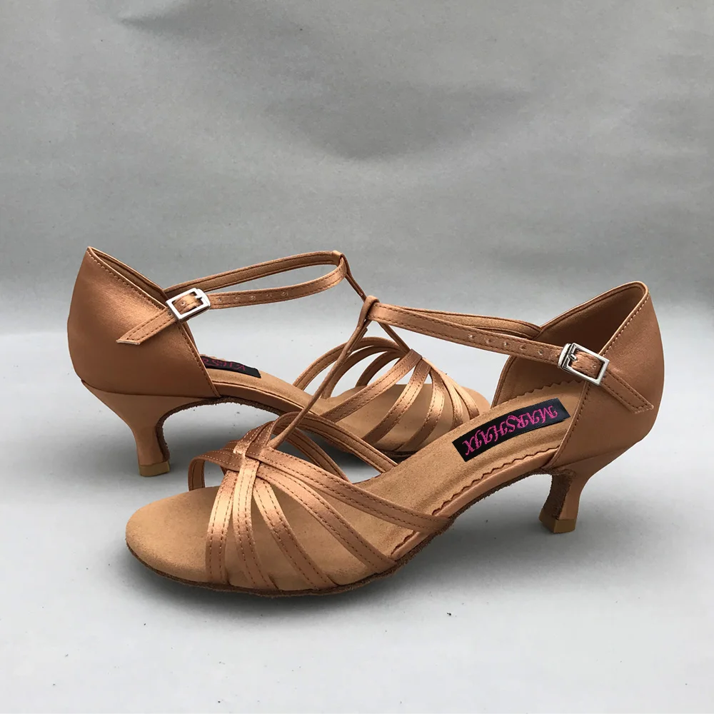 Zapatos de baile latino de tacón bajo de 5cm para mujer, calzado de Salsa, zapatos de prazímetro, zapatos cómodos de salón MS6201BDTN