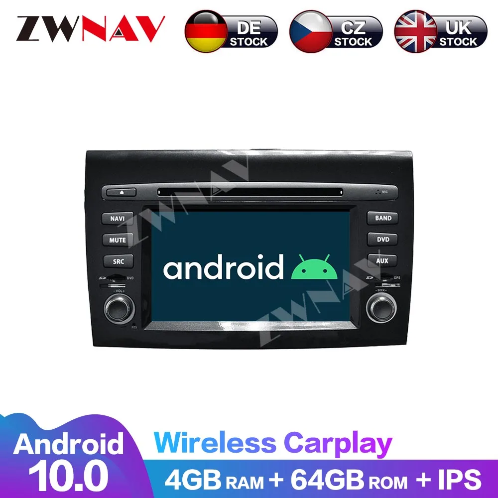 Android 10 8 Core 4+64G Carplay DVD Player GPS Stereo Navigation Car Multimedia Player Touch Screen DSP For Fiat Bravo 2007-2012