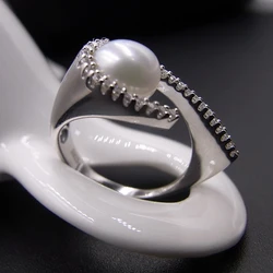 Sinya 925 Sterling Silver High Luter Natural Pearl Fine Jewelry Wedding Brand Engagement Ring for Women Lover