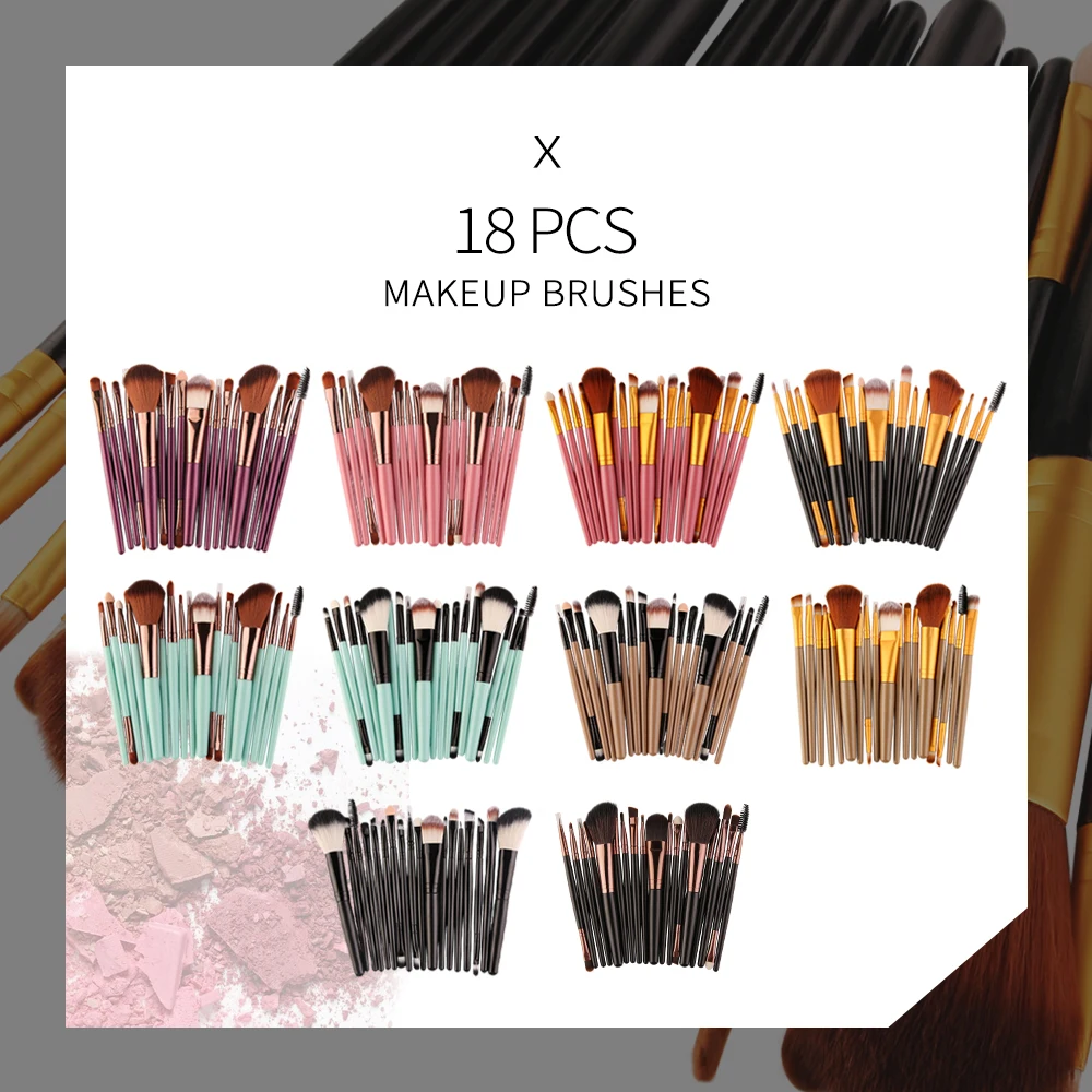 MAANGE 6/15/18/20Pcs Makeup Brushes Tool Set Cosmetic Powder Eye Shadow Foundation Blush Blending Beauty Make Up Brush Maquiagem
