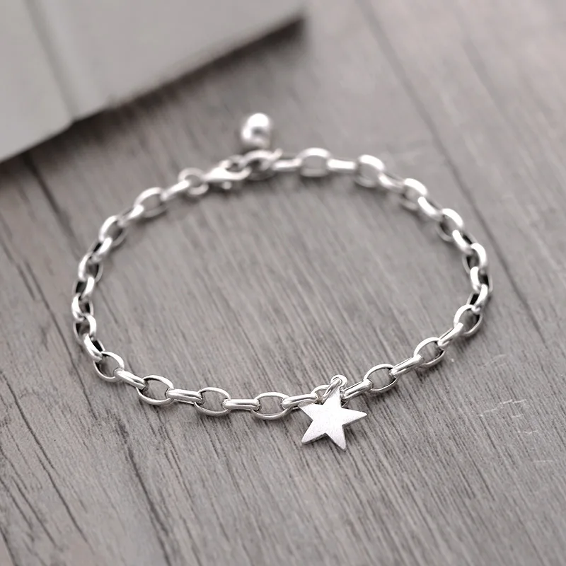 Classic Handmade Charm Women Silver Plated Star Pendant Bracelet &Bangle for Women Fashion Valentine's Day Gift Jewelry