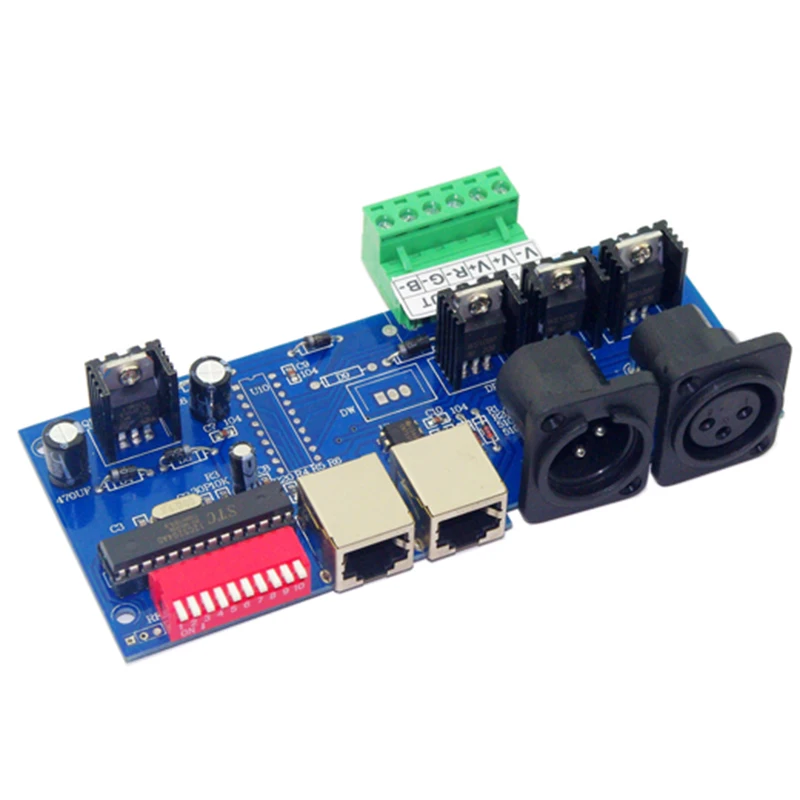 

DC12V-24V 3CH светодиодный декодер DMX512 3 канала * 5A 15A Макс контроллер три CMOS сливной выход DMX декодер диммер