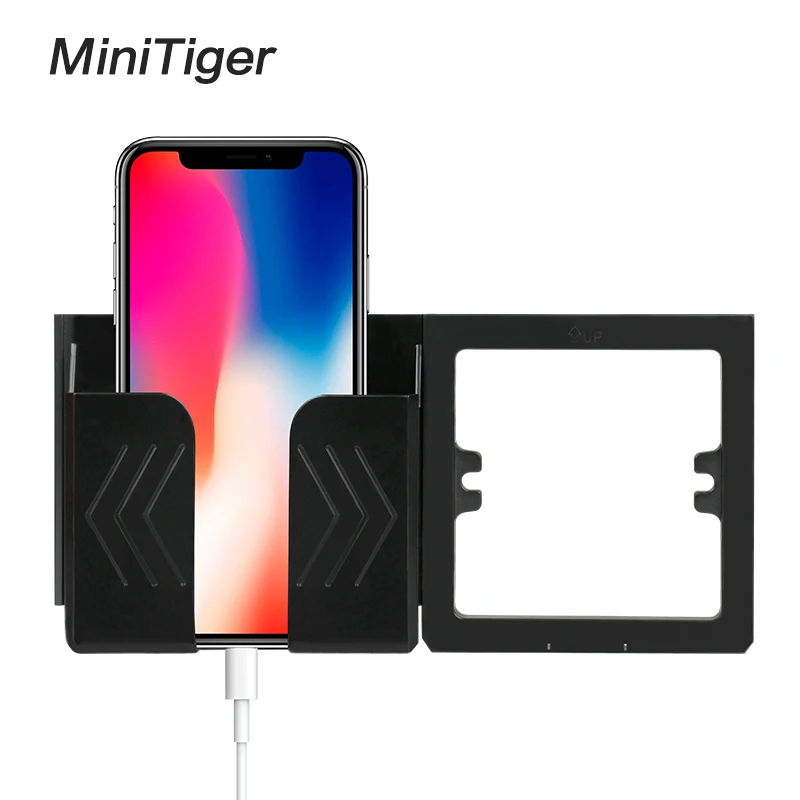 Minitiger Black Grey Wall Socket Phone Holder Smartphone Accessories Stand Support For Mobile Phone One / Two Phone Holder