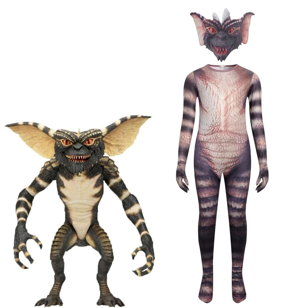 Disfraces de Halloween para niños y niñas, disfraz de monstruo pequeño, mono + máscara de Gremlins de dibujos animados, ropa de fiesta de carnaval, 2021