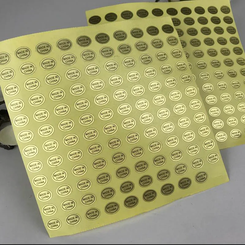MADE IN CHINA Stickers 500pcs Small Oval 1.3x0.9cm Gold Background Universal Country of Origin