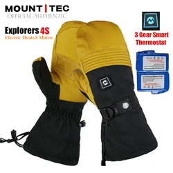 Explacers-guantes de esquí de piel de cabra para 4S, manoplas eléctricas con batería, autocalentamiento, pantalla táctil, impermeables, para montar en Moto