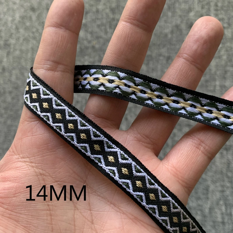 5 YARD 1/2 pollici 14mm colore bianco e nero geometria fatta a mano in pizzo Jacquard