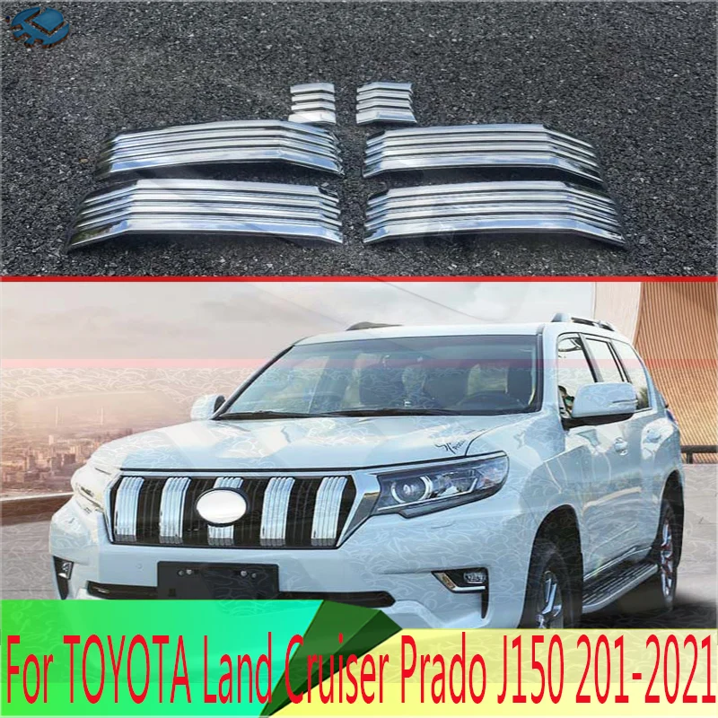 

Для TOYOTA Land Cruiser Prado J150 2018-2021 ABS хромированная передняя центральная сетчатая решетка, крышка радиатора, накладка, украшение автомобиля