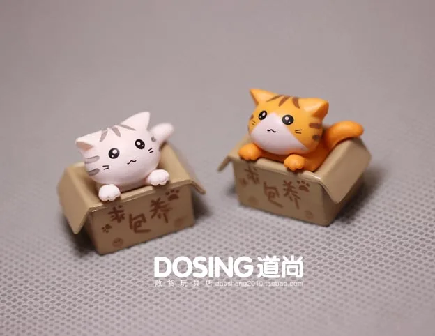 Cartoon Cute Mascot Small Paper Box Cat Yellow Flower Cat Model Landscape Accessories Decoration Figurine Action Figures Toys