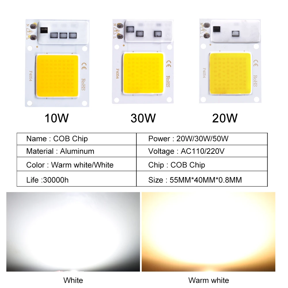 LED COB chip 10W20W30W 220V COB inteligentny IC bez sterownika źródło światła LED chip wysokiej jasności reflektor reflektor Diy oświetlenie