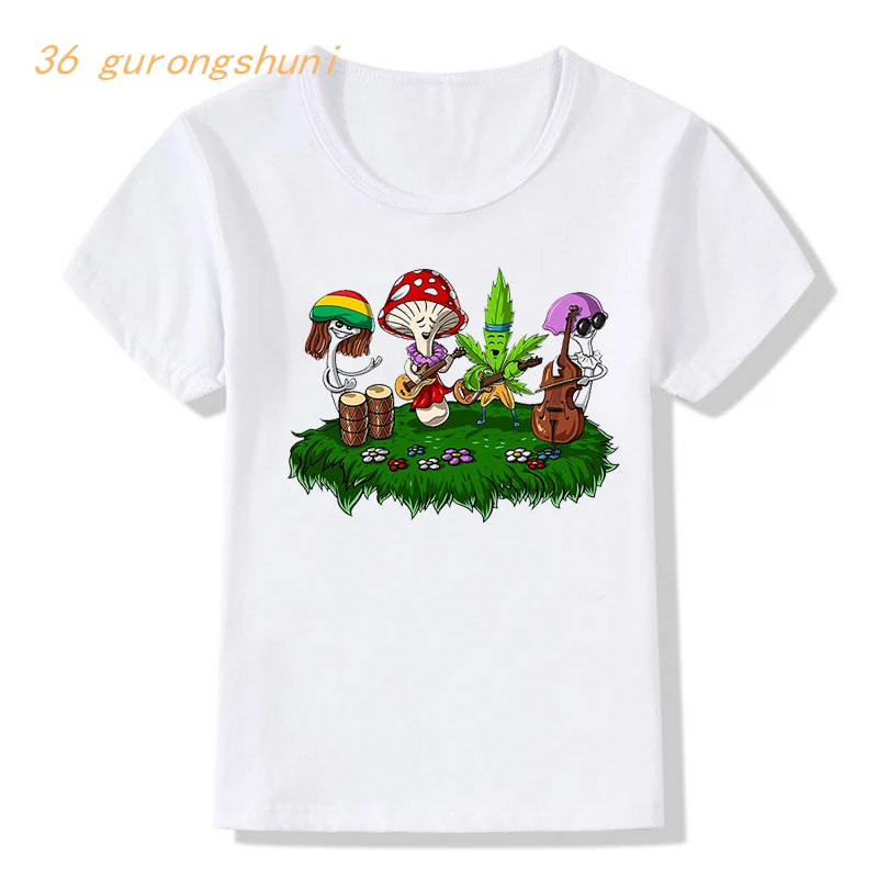 Funny mushroom boy t shirt for girls tops boy kid cartoon alien graphic tee children kids clothes girl 8 to 12 boys-clothing