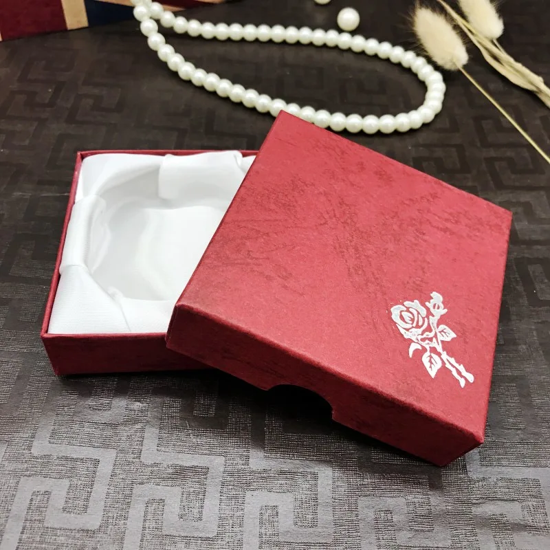 Small Square Jewelry Packaging Case Flower Print Jewelry Display Box Necklace Cardboard Gift Box Jewelry Organizer Cases