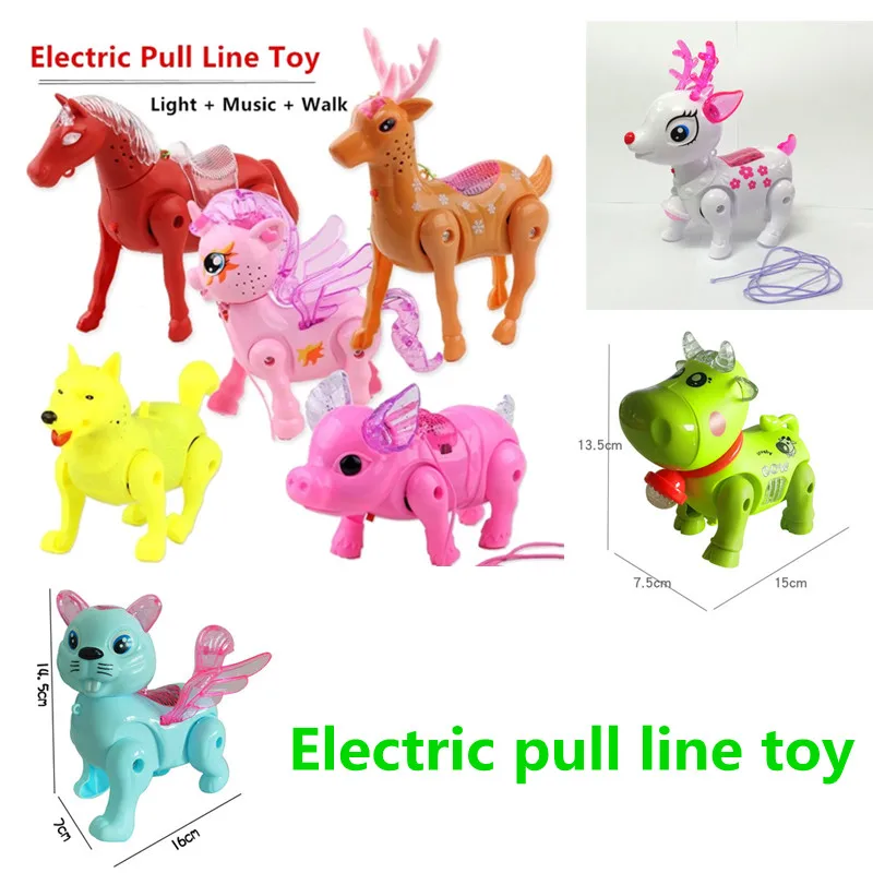 New Electric Leash   Pull line animal toy Unicorn, Horse, Deer, Pig, Squirrel, Cattle Toys For 2/3/4/5/6 year Child gift