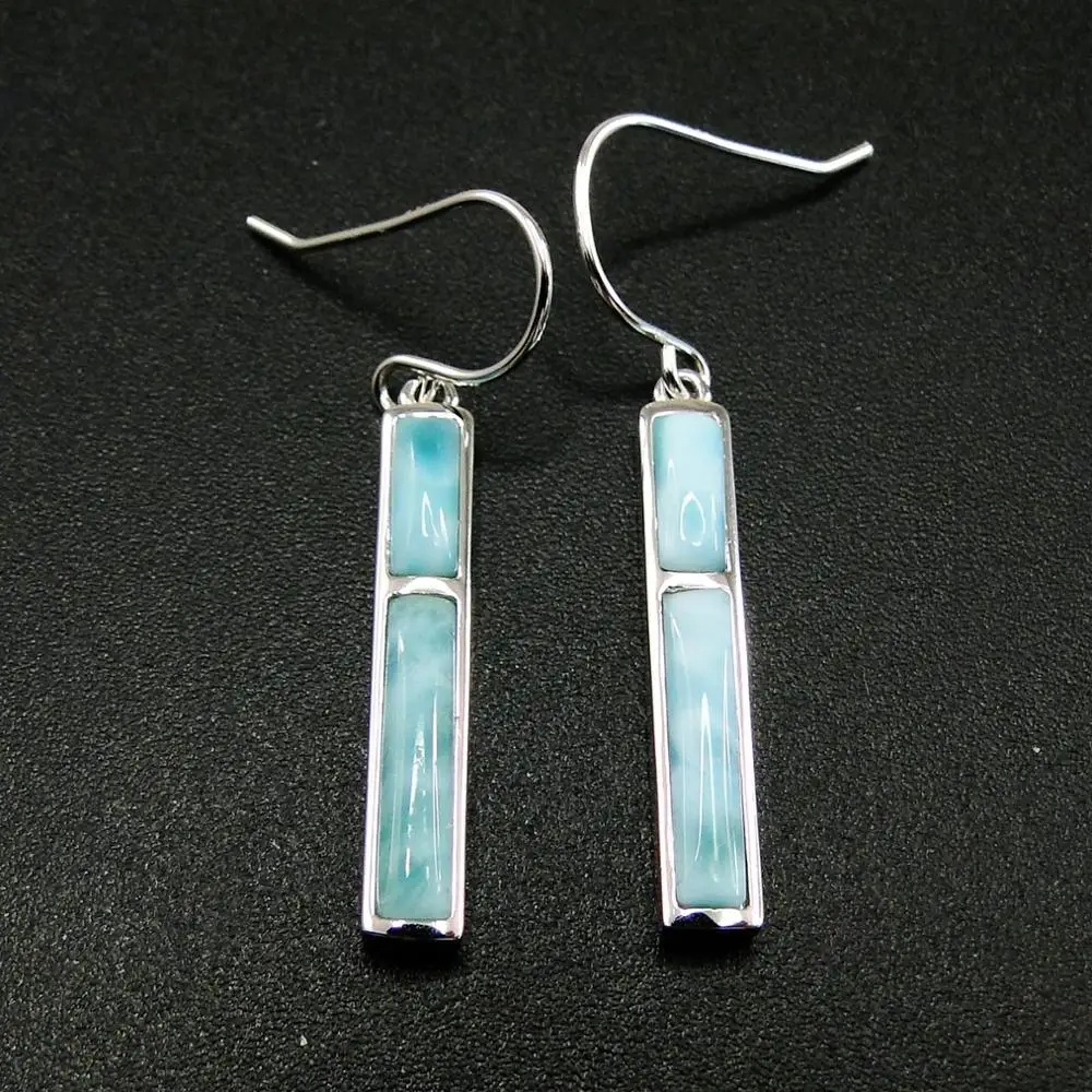 Di alta Qualità Larimar Orecchini in Argento Sterling 925 Natural Larimar Orecchini A Pendaglio Per Il Regalo delle Donne