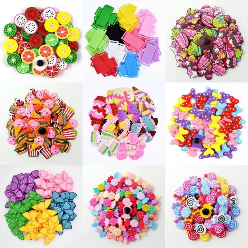 

50 pcs Shoes Lace Adapters Fit Sneakers Hole Shoe/Bracelet Charms Bowknot/Ice Cream/Fruit/Candy/Lollipop/Hamburger/Chips