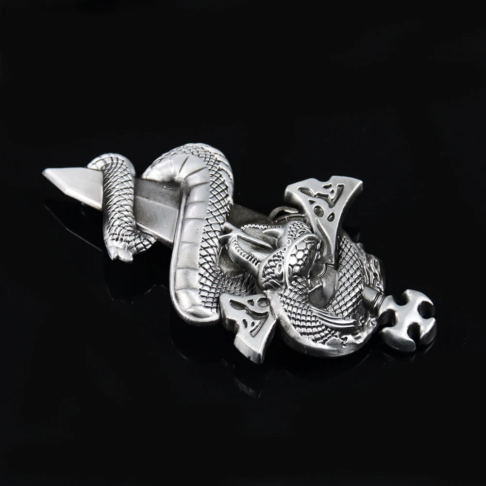 Cool Trend Metal Men\'s Punk Belt Buckle Knife Snake Totem Sword Wild Boa Constrictor Hip Hop Gift for Men Jeans Accessories