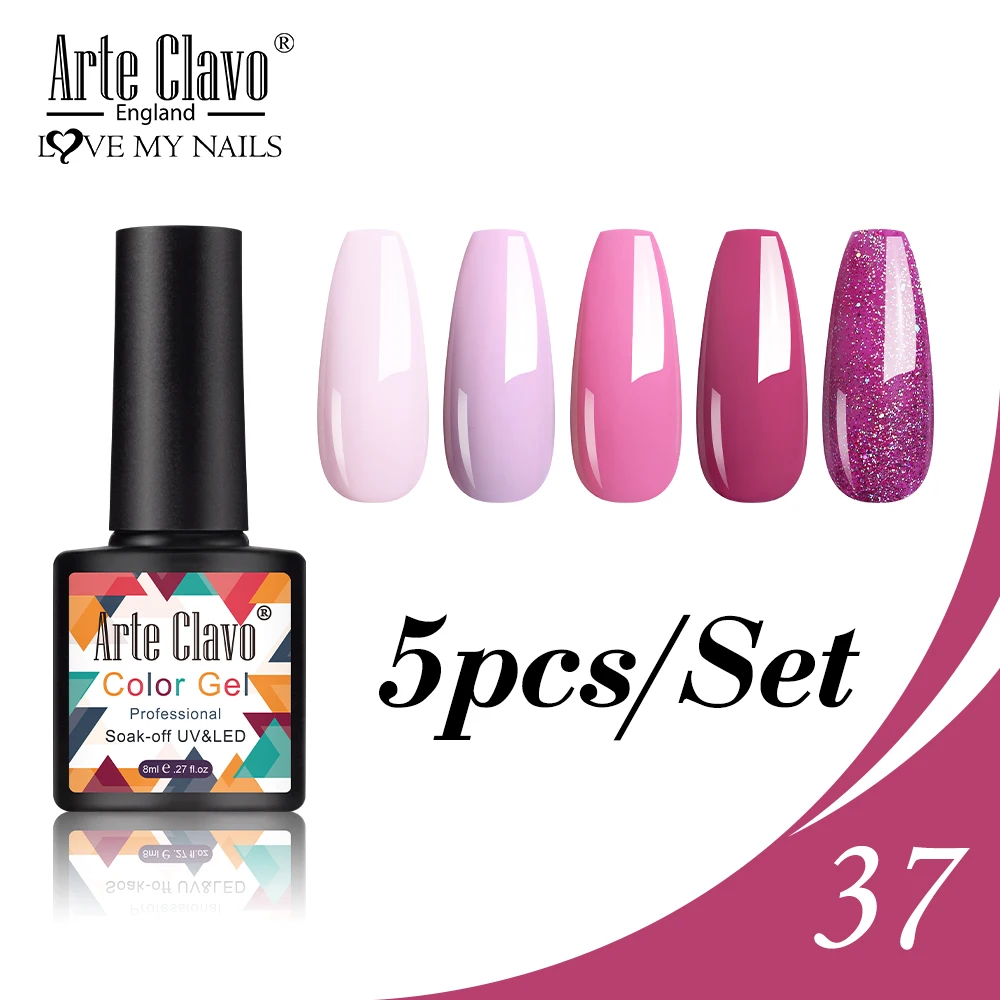 Arte Clavo-Verhéritage à Ongles Gel Hybride pour Manucure, Couche de Base et de Finition, Apprêt UV Semi-continu, 5 Pièces/Ensemble