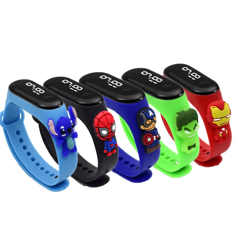 Marvel Children digital watch Spiderman iron Man Mickey Minnie LED sports watch Casual Silicone Children\'s Watch Watch Bracelet