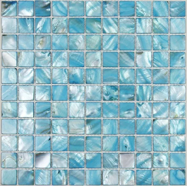 11 PCS 2mm Thickness Dying Blue Mother Of Pearl Tile Backsplash Kitchen Bathroom Sea Shell Mosaic MOP049