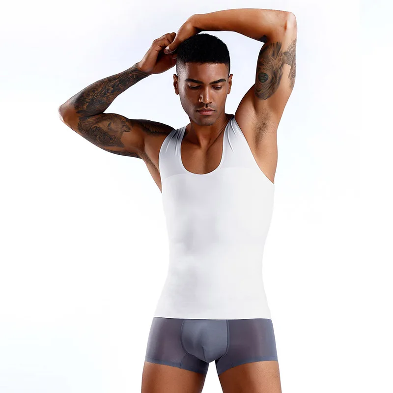 Breathable Men Sleeveless Shirt Slimming BodyShaper Vest Compression Tummy Control Shapewear Waist Trainer Bodybuilding Clothing