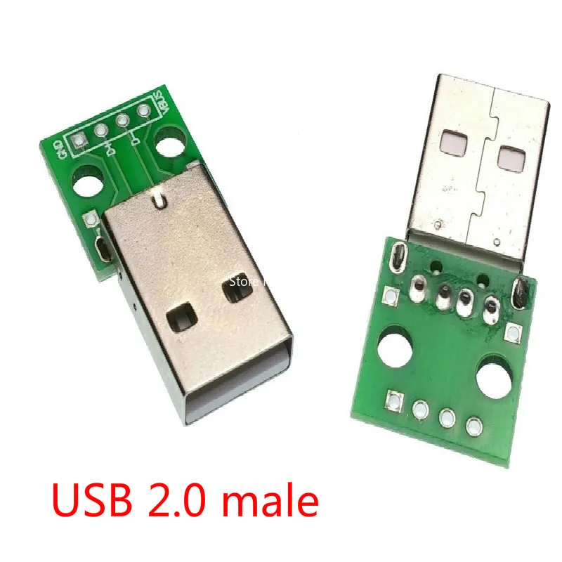 5Pcs USB Adapter PCB - DIY DIP Breadboard Modules - Type A (M / F) / B / Mini / Micro USB Connectors