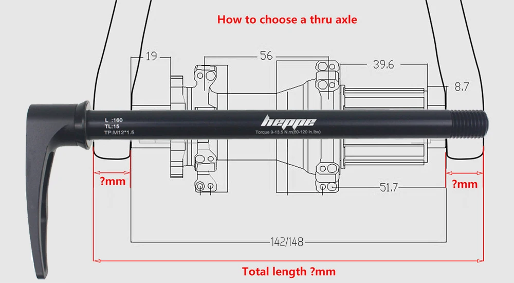HEPPE Fahrrad Steckachse Vorderradgabel Welle Spieß 15x100 15x110 MTB Rennrad Schnellspanner M15xP1,5 Gewindesteigung Fahrradteile – Detail 6