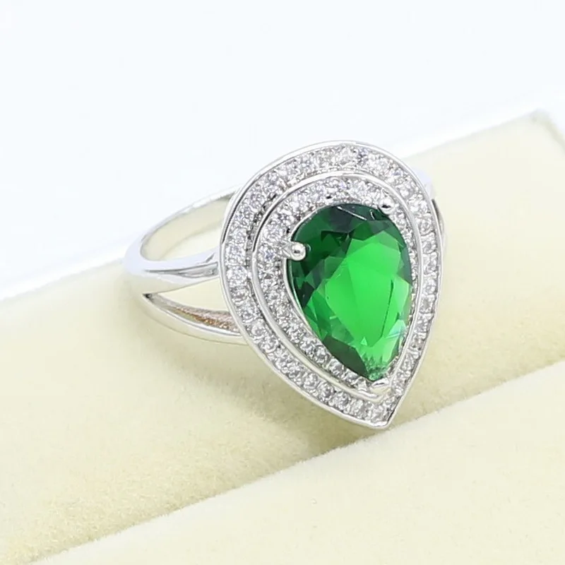 Anel de prata esterlina 925 esmeralda verde para mulheres festa de aniversário joias casamento vintage anéis femininos