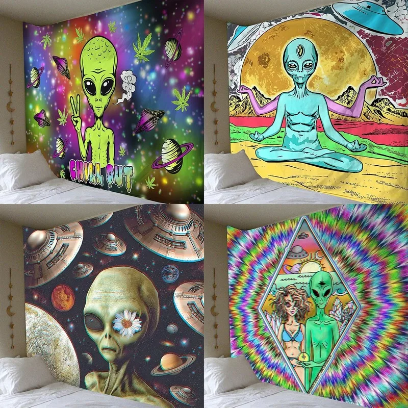 

Alien tapestry Home decoration psychedelic wall cloth Anime pattern wall carpet cloth art