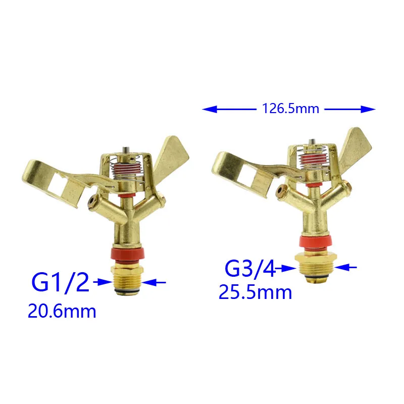 1/2 3/4 Cal męski rotacyjny wahacz ze stopu cynku zraszacz wody dysza rozpylająca 360 stopni zraszacz do nawadnianie ogrodu trawnika 1 szt.